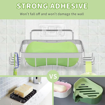 Carrie Joe Soap Dish Holder, No Drilling, 304 Rustproof Stainless Steel, Wall Mounted Soap Holder Soap Tray Bar Soap Sponge Holder for Bathroom & Kitchen