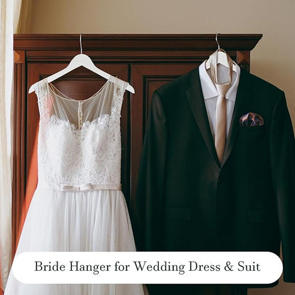 White Wooden Hangers - 20 Pack - Durable Wood Hangers Ideal for Everyday Use & Wedding, for Dress, Coats, Camisole