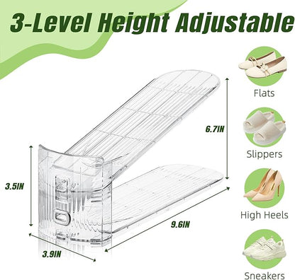 16 Pack Shoe Slots Organizer for Closet, Adjustable Shoe Stackers for a Pair of Shoes Shoe Rack Storage Shoe Space Saver 50% Shoe Shelf Display Holder for Closet