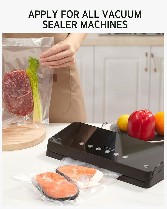 Syntus Vacuum Sealer Bags for Food, 50 Count Quart 8" x 12" Commercial Grade PreCut Bag, BPA Free Food Vac Bags for Storage, Meal Prep or Sous Vide