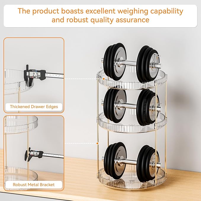 Yieach Acrylic 360 Rotating Makeup Organizer and Perfume Organizer,3 Tier Make Up Holder and Acrylic Skincare Organizers for Countertop,Vanity,Bathroom,Clear Spinning Beauty Organizer for Face Product