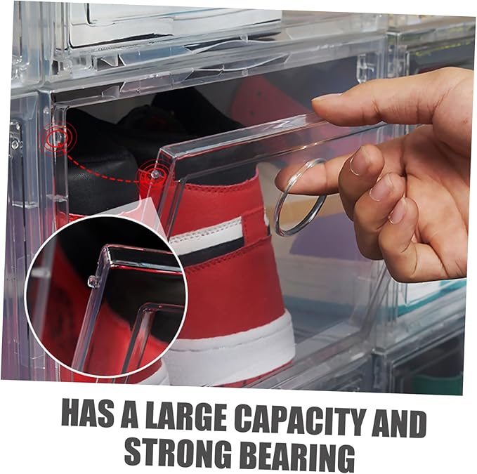 Garneck 1pc Capacity Creative Plastic Shoe Storage Box Window for Easy Access Side Opening Design for Organizing Shoes Clothes and Accessories