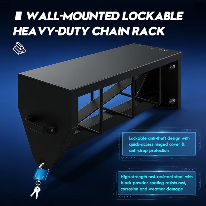 Heavy-Duty Lockable Wall-Mounted Chain Rack, Trailer Chain Holder & Towing Chain Organizer for Semi Trucks, Secure Chain Storage for Trucks & Trailers