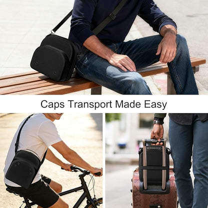 Epesoware 2 PCS Hard Hat Travel Cases for Baseball Caps - Crush Proof Cap Carrier for 7 Hats, Hat Storage Organizer with Adjustable Shoulder Strap, Trolley Sleeve and Handle, for Travel & Home Use