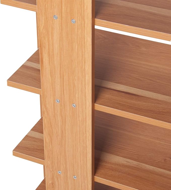 H&A 6 Tiers Wood Shoe Rack Organizer Shoe Storage Cabinet (Maple)