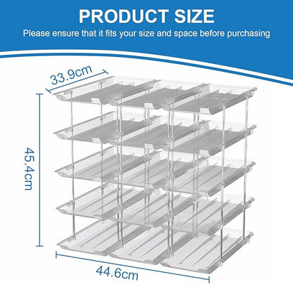 cjc Can Organizer for Pantry - 3 Sets 5 Tiers Pet Cans Organizer, Automatic Scrolling Can Holders for Effortless Pantry Storage-Holds 60 Cans/Clear