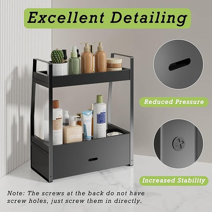 Boulphia 2-Tier Bathroom Organizer Countertop, Bathroom Sink Organizer Countertop, Vanity, Counter Shelf, Black