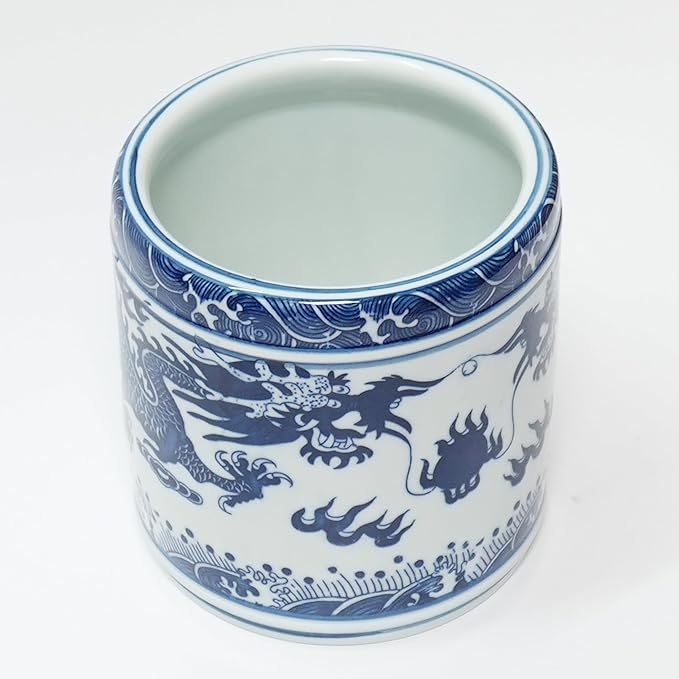 Kitchen Utensil Holder for Kitchen Countertop, Cooking Utensils Holder, Large Utensil Crock, Ceramic Spatula Holder for Counter, Blue and White Tool Holder