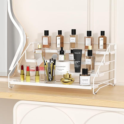BOIVSHI Tiered Spice Rack, 4 Tier Spice Shelf Organizer for Cabinet, Spice Rack Organizer, Depth Adjustable Seasoning Rack Organizer for Cabinet, Countertop, Pantry, Metal, White (1 Pack)