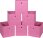 Foldable Storage Cubes Bins ,11 Inch Cloth Storage Cube Fabric Storage Box Cubes Organizer Baskets with Handles for Home Organizer Set of 6 (Pink)