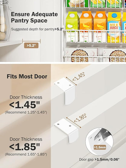 Delamu Over The Door Pantry Organizer, 9-Tier Pantry Door Organizers and Storage with Adjustable Basket, Metal Hanging Spice Rack, Seasoning Organizer, Door Organizer for Home Kitchen Bathroom, White