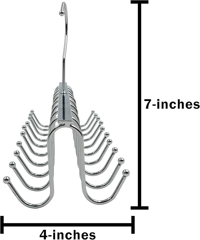 2 Pack of 20 Hook Chrome Closet Hangers for Belts, Ties, Bras, Scarves by Electronix Express
