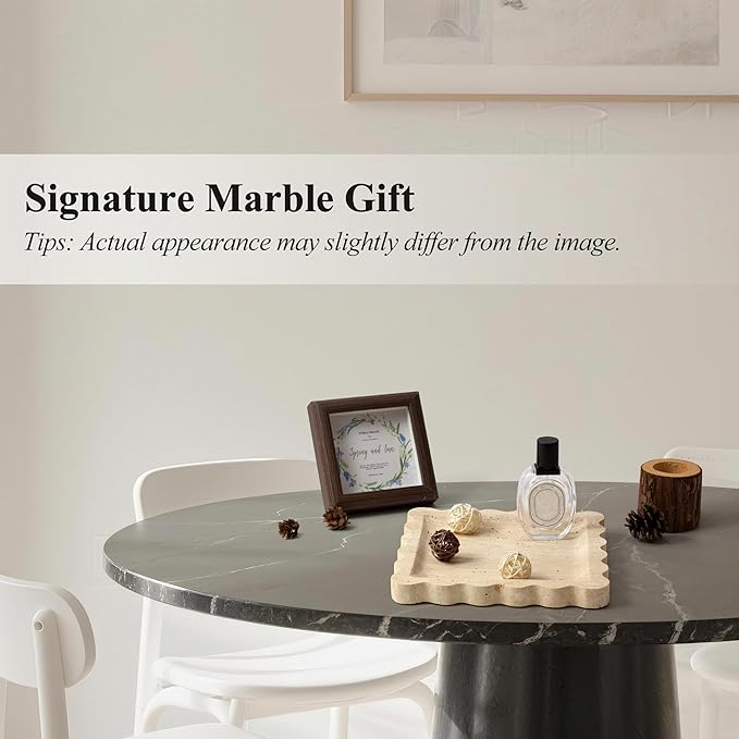 Square Travertine Vanity Tray with Scalloped Edge - Natural Stone Perfume Tray Decor for Dresser, Vanity, Kitchen, Home Decor, Decorative Square Stone Tray - Travertine 8 * 8 inch