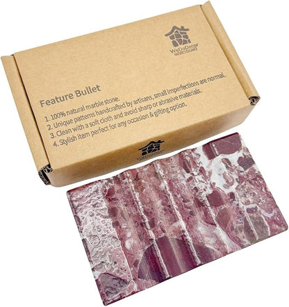 WeDoDecor Marble Soap Dish for Shower - Natural Stone Tray Stand Organizer, Decorative Bar Soap Holder | Non-Slip, Luxury Bath Accessories (Rose)