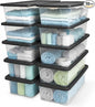 HOMZ 10-Pack Snaplock, Small Clear Plastic Storage Organizer Bins w/Lids, 6 Quart, Gray - Stackable Container Boxes for Bedroom, Bathroom, Garage, and Office Organization