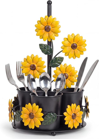 Sunflower Utensil Holder Sunflower Kitchen Decor and Accessories Cute Kitchen Decor Set Countertop Country Stuff Home Vintage Rustic Unique Counter Gift for Spatula Ladle Counter