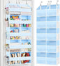 Blue Over the Door Organizer 5 Tiers, Extra Large Behind Door Storage of 10 Compartments, 80 lbs Weight Capacity Hanging Storage Organizer with Clear Window Kids Toys, Shoes, Diapers, Room storage