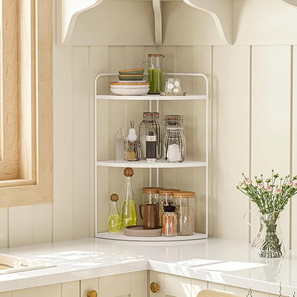 Forest Angle Bathroom Counter Organizer,Countertop Organizer,Vanity Organizers,Bathroom Storage,Bathroom Sink Caddy,Counter Shelf,Corner Counter,Corner Shelves(White)
