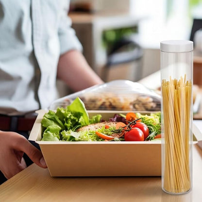 20 Pcs Plastic Jars with Lids 20 oz Plastic Food Storage Jar Spaghetti Containers Cylinder Containers with Screw on Lids for Dry Goods, Spice, Noodles, Spices and More(White)