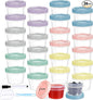 Yomarket 24pcs 4 oz Plastic Containers with Screw Lids, Reusable 1/2 Cup Small Food Storage Containers, Leakproof, Microwave Dishwasher Freezer Safe, with Pen and Brush