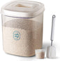 Rice Container 25 lbs,10.5 Qt/10 L/25 lbs Rice Dispenser Food Storage Bin with Measuring Cup & Brush Food Cereal Container Bins Household for Kitchen Pantry Organization(LG-10KG)