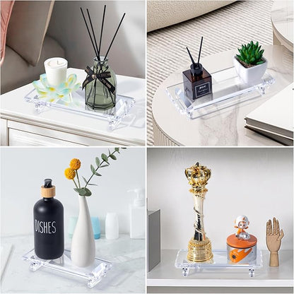 Chivalral Acrylic Bathroom Counter Tray: Water-Resistant Kitchen and Bathroom Tray Countertop Decor,Perfect for Soap Dish,Vanity,Plant,Candle Decor,and Riser Organizer-Small