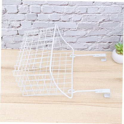 iplusmile White Over Door Hanging Storage Basket Rack for Kitchen Cabinet Wardrobe Office Filing Ventilated Organizer with Rust Coating Easy Install Remove Space Saving Storage