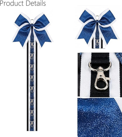 Glitter Large Handmade Cheer Bows Holder, Wall Hanger for Cheerleading Teen Girls High School College Sports (2, Navy)