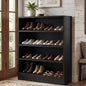 Homieasy Shoe Cabinet, 5-Tier Modern Wood Shoe Storage Organizer with 3 Adjustable Shelves for Entryway, Multi-Purpose Display Shelf & Storage Cabinet for Living Room, Bedroom, Black