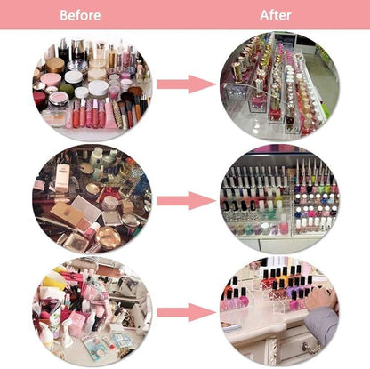 5 Tiers Clear Acrylic Organizer Holder Display Stands Nail Polish Organizer Makeup Table Retail Store Display Case Cosmetics Shop Store Candy Storage Eyeglass Stand Goods Shelf Case
