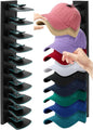 Hat Racks for Baseball Caps,Hats Rack Organizer Hold Up to 20 Hats,Hat Organizer for Baseball Caps Hat Holder Storage Display Adhesive/Wall Drilled for Wall,Door,Closet,Hat Racks for wall (1PK, Black)