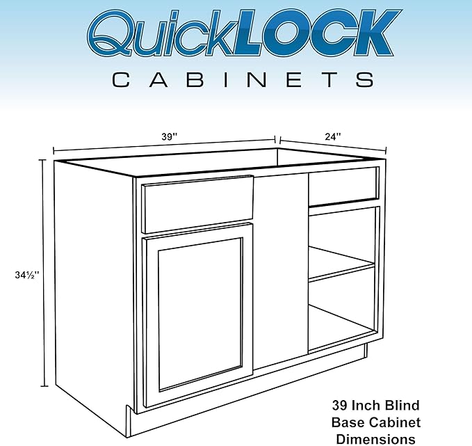 Quicklock RTA (Ready-to-Assemble) | Base Kitchen Cabinets - Shaker Style | Made in America (Espresso Stain, 39" Wx34.5 Hx24 D Blind Corner)