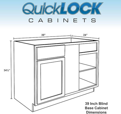 Quicklock RTA (Ready-to-Assemble) | Base Kitchen Cabinets - Shaker Style | Made in America (Espresso Stain, 39" Wx34.5 Hx24 D Blind Corner)