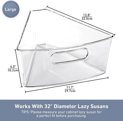 Leeden Lazy Susan Organizer for 32" Diameter Corner Lazy Susan, Plastic Kitchen Cabinet Storage Bins with Handle, 8 Packs, 1/8 Wedge - Food Safe, BPA Free