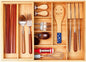 COIWAI Double Layer Bamboo Drawer Organizer Cutlery Utensil Silverware Drawer Organizer, cutlery Silverware Tray for Drawer, Utensil Holder Drawer Dividers for Flatware (L: 16.85 × 12.2 in)