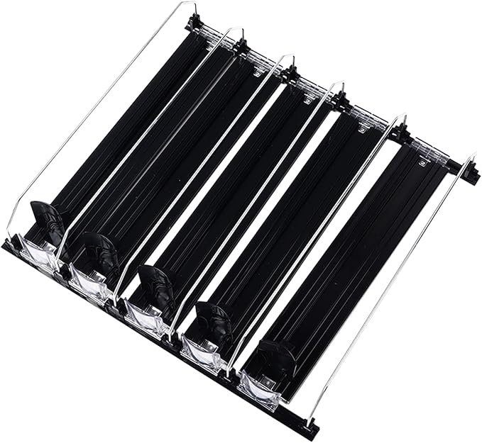 Self Pushing Drink Organizer, Beverage Bottle Can Dispenser, Drink Organizer for Home Kitchen Refrigerator (Black)