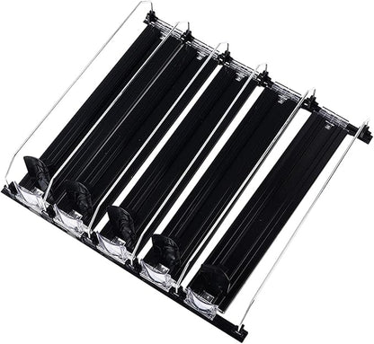 KIMISS Drink Organizer for Fridge Spring Loaded Adjustable Push Rod Slide Rail Soda Can Dispenser for Beer Beverages 38cm Black (Black)