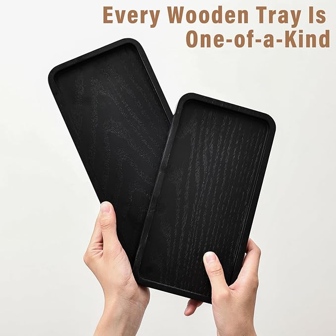 Wooden Bathroom Vanity Tray, 9.9" Small Bathroom Tray for Home Décor, Countertop Display, Jewelry Organizer, Candle Holder, Wooden Tray for Kitchen Counter，One-piece Red Oak Wood Cutting (9.9" x 5")