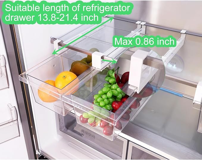 Yatmung 2 Pack Extra-Large Deli Drawer Organizer for Refrigerator Pull Out - Fridge Drawer Organizer and Storage Containers - Meat, Cheese, Produce, Sliding - Fridge Organization Bin