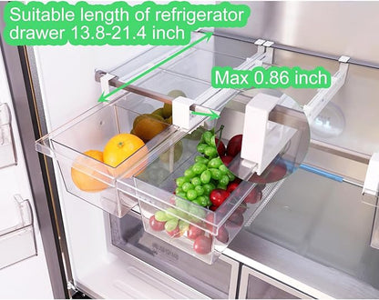 Yatmung 2 Pack Extra-Large Deli Drawer Organizer for Refrigerator Pull Out - Fridge Drawer Organizer and Storage Containers - Meat, Cheese, Produce, Sliding - Fridge Organization Bin