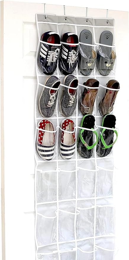 for Organizador de Zapatos de Bolsillos Transparentes Sobre la Puerta 24 Bolsillos, Shoe Organizer, Transparent Pockets, Over The Door, 24 Pockets