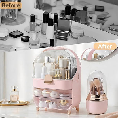 Makeup Organizer Countertop, Skincare Bathroom Counter Organizer, Storage Box Cosmetic Display Cases, Teen Girl Gifts Trendy Stuff Make up Organizers for Vanity, Dresser (Pink)