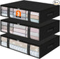 StorageRight Under Bed Storage Bins, 3-Pack 40L Foldable Fabric Storage Bags with Transparent Window, Breathable Organizer for Clothes/Blanket/Comforter/Quiltr, Black