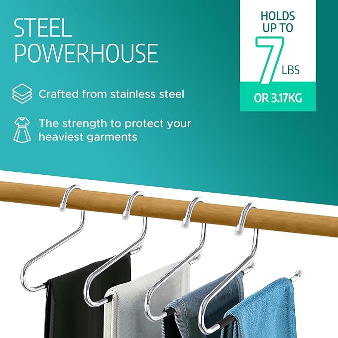 Pants Hangers - 30 Metal Non-Slip Open-Ended Trouser Hangers