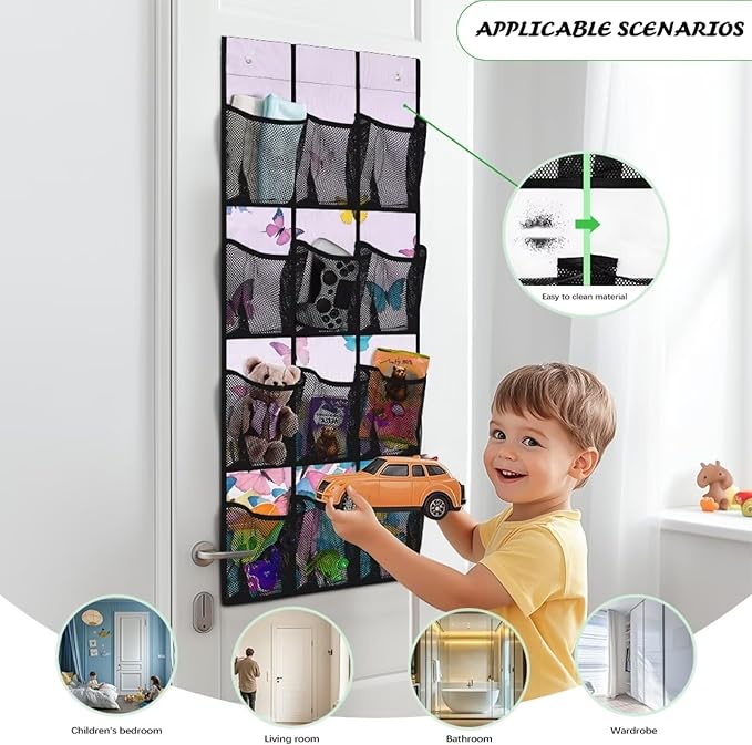 Butterfly Over the Door Shoe Organizer,Hanging Storage Bags with 12 Mesh Large Pockets,Behind Door Shoes Hang Holder Rack