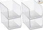 mDesign Stackable Plastic Food Storage Organizer Bin Basket with Open Front for Household Kitchen Cabinets, Pantry, Offices, Closets, Bedrooms, Bathrooms - 7.7" Wide, 4 Pack - Clear