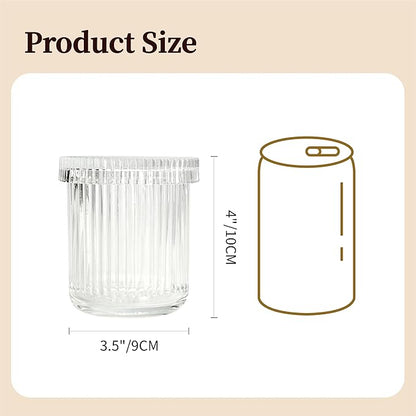 2Pack Vintage Lead-Free Glass Qtip Holder with Dust-Proof Lid, 3.5inch Diameter Storage Canister (Clear)