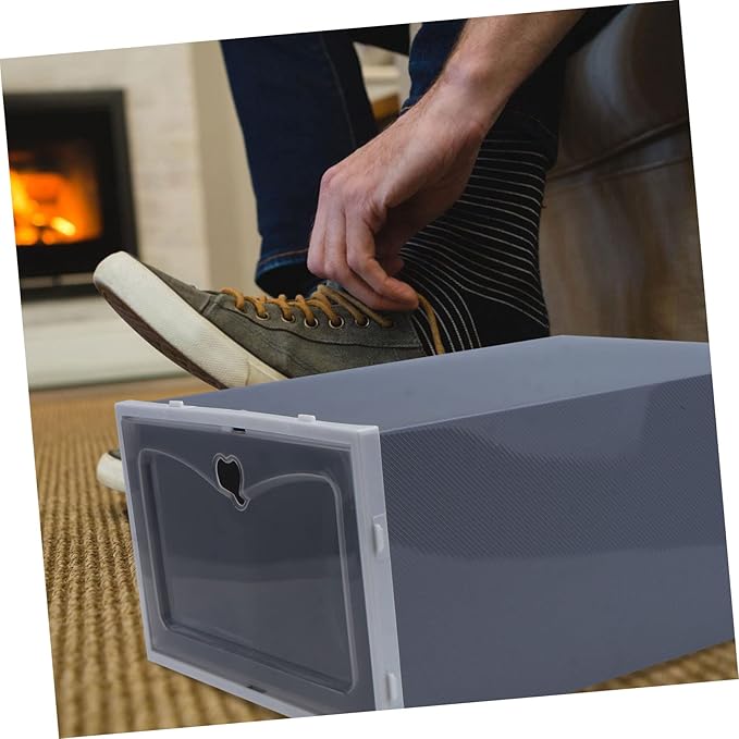 Cabilock 2pcs Stackable Footwear Storage Container Transparent for Sneakers Slippers Sports Shoes Creative Detachable Design for Home Organizer Male