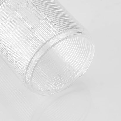 Clear Transparent Apothecary Ribbed Geometric Etched Glass Jar W/Gold Lid Cover for Bathroom Organization, Cotton Balls, Q Tips, and Small Accessories, Bathroom Storage
