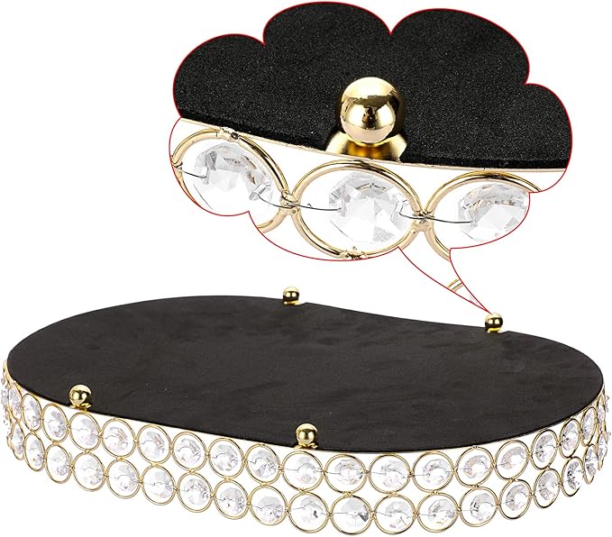 Hipiwe Crystal Vanity Tray Mirrored Dresser Perfume Trays for Makeup Tray Cosmetic Skin Care Storage, Jewelry Trinket Organizer Tray for Bathroom Countertop Home Decor (Large, Gold)